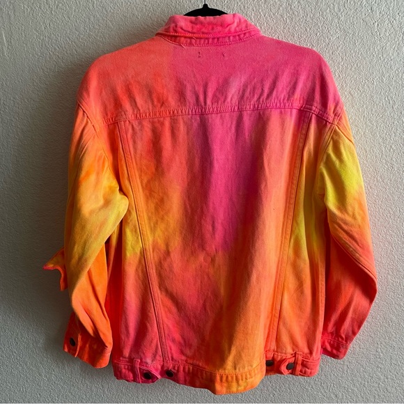 NWT Carmar Oversized Denim Pink Orange Jacket - Picture 7 of 9